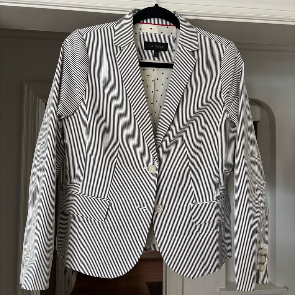Talbots Black Pinstriped Blazer
